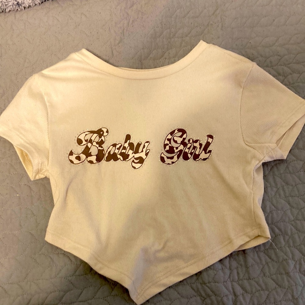 Tan cropped top shirt